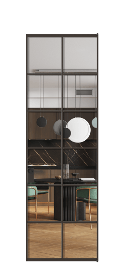 Алюминиевая дверь АЛПЛ040.05 Алюминий антрацит Прозрачное стекло "Кристал Вижн", калёное Цена 173220  | Volhovec