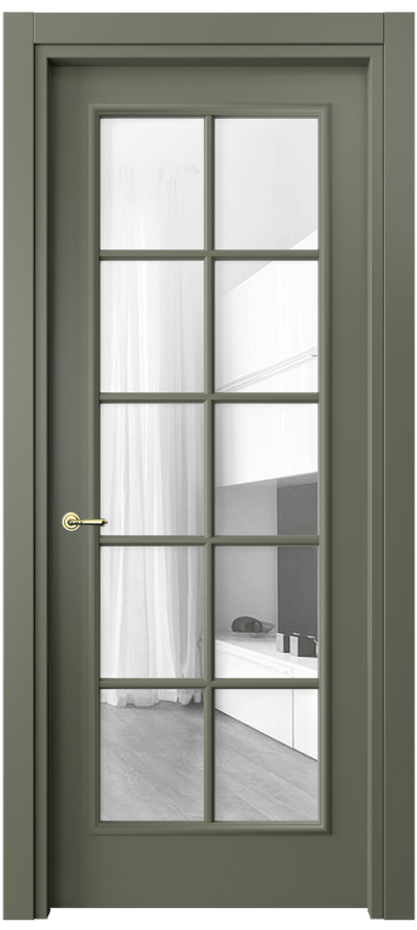 Межкомнатная дверь Paris 8102 Матовый оливковый тёмный Прозрачное стекло, 4 мм Цена 14697000 so'm| Volhovec