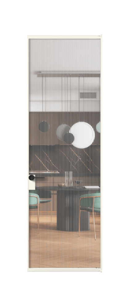 Алюминиевая дверь АЛПЛ040.01 Алюминий пудровый белый Рифлёное стекло "Мору", триплекс Цена 132570  | Volhovec