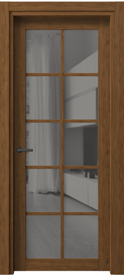 Межкомнатная дверь Нео 2106 Лесной орех Двустороннее серое зеркало, триплекс Цена 46640 ₽ | Volhovec