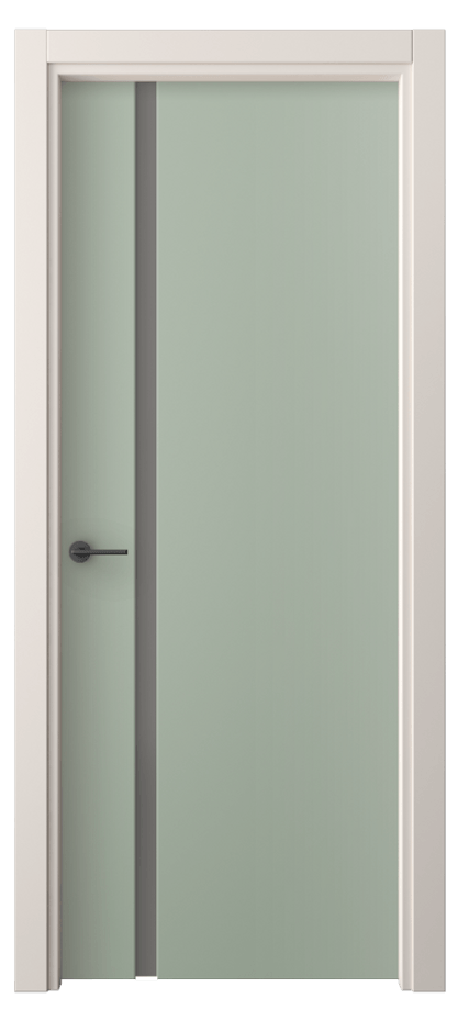 Межкомнатная дверь Фридом 4222 ПЭТ светло-оливковый Сатинированное серое стекло, триплекс Цена 34920 ₽ | Volhovec