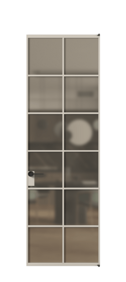 Алюминиевая дверь АЛПЛ040.05 Алюминий светло-бежевый Сатинированное бронзовое стекло, триплекс Цена 135620  | Volhovec