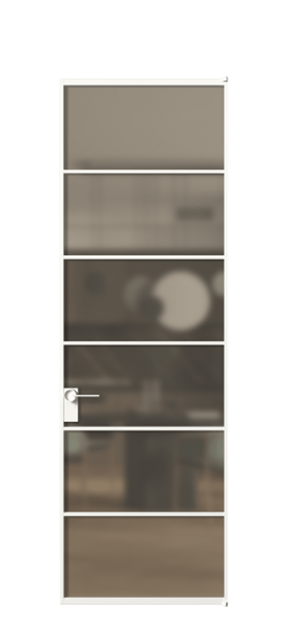 Алюминиевая дверь АЛПЛ040.04 Алюминий Белый Сатинированное бронзовое стекло, триплекс Цена 131500  | Volhovec