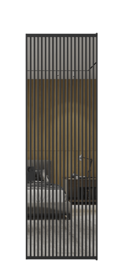 Алюминиевая дверь АЛПЛ040.06 Алюминий Черный Двустороннее зеркало, триплекс 6 мм, триплекс 6 мм Цена 229890  | Volhovec