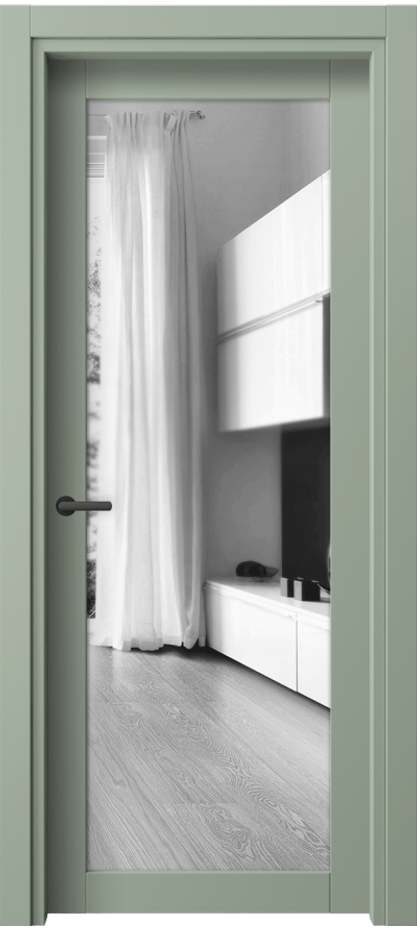 Межкомнатная дверь Нео 2102 ПЭТ светло-оливковый Двустороннее зеркало, триплекс Цена 38390 ₽ | Volhovec