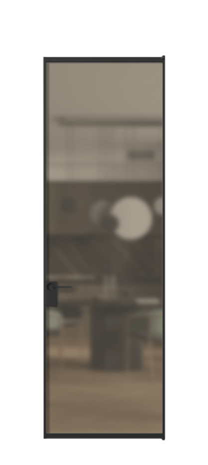 Алюминиевая дверь АЛПЛ040.01 Алюминий Черный Сатинированное бронзовое стекло, триплекс, 6 мм Цена 25474470  | Volhovec