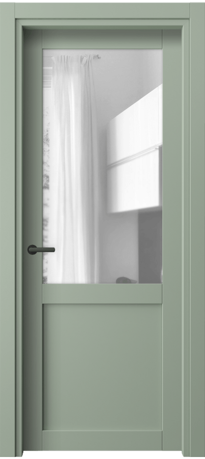 Межкомнатная дверь Нео 2122 ПЭТ светло-оливковый Прозрачное стекло, триплекс Цена 28320 ₽ | Volhovec