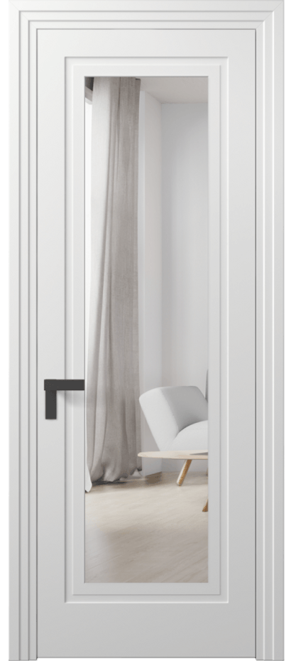 Межкомнатная дверь Rocca 8303 Матовый белоснежный Двустороннее зеркало, триплекс, 7 мм Цена 85690 ₽ | Volhovec