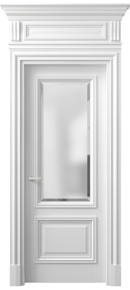 Межкомнатная дверь Антик 7302 Матовый белоснежный Сатинированное стекло с фацетом Цена 180020 ₽ | Volhovec