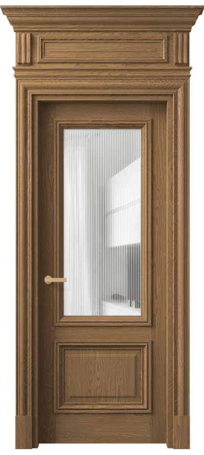 Межкомнатная дверь Антик 7302 Дуб мускатный матовый Рифлёное стекло "Дюна", триплекс Цена 298530 ₽ | Volhovec