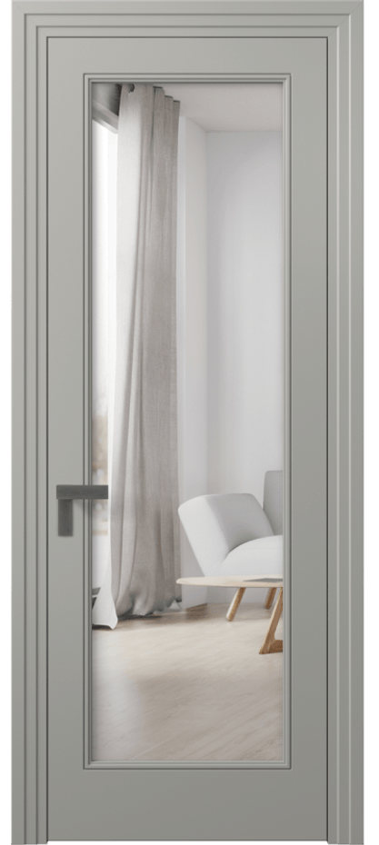 Межкомнатная дверь Rocca 8300 Матовый нейтральный серый Двустороннее зеркало, триплекс 8 мм Цена 87890 ₽ | Volhovec