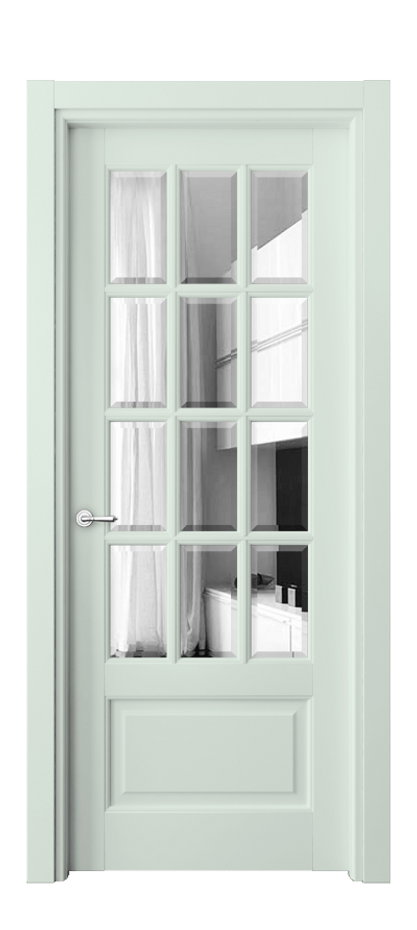 Межкомнатная дверь Тоскана Грильято 6313 Матовый белоснежный Двустороннее зеркало с фацетом, триплекс Цена 171050 ₽ | Volhovec