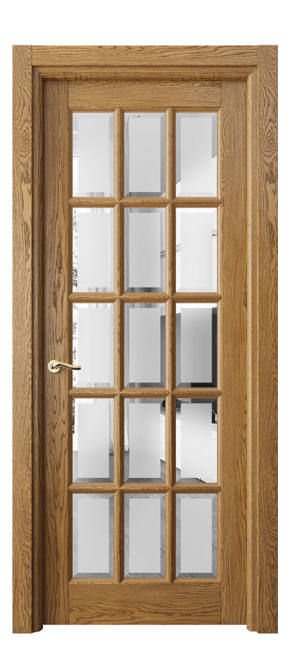 Межкомнатная дверь Лигнум 0708 Дуб медовый брашированный Сатинированное стекло с фацетом Цена 195910 ₽ | Volhovec