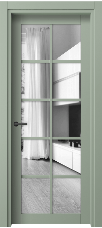 Межкомнатная дверь Нео 2106 ПЭТ светло-оливковый Двустороннее зеркало, триплекс Цена 34350 ₽ | Volhovec