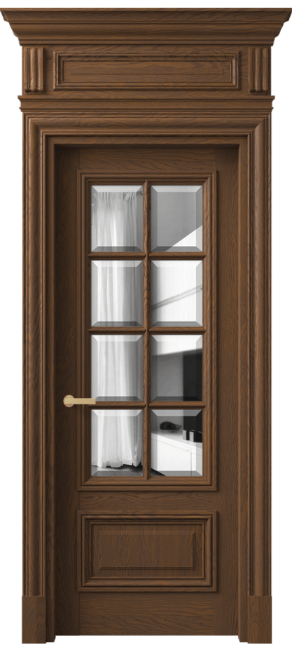 Межкомнатная дверь Антик 7316 Дуб каштановый матовый Двустороннее зеркало с фацетом, триплекс Цена 328450 ₽ | Volhovec