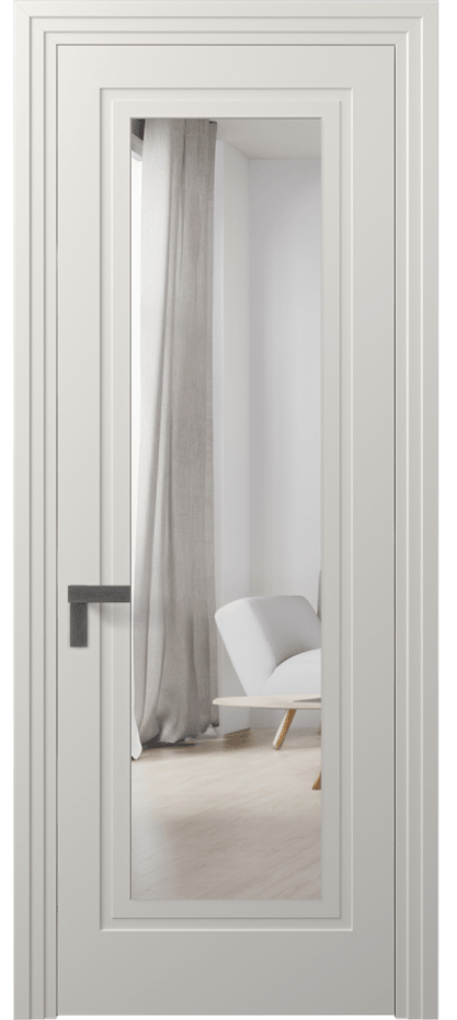 Межкомнатная дверь Рокка 8303 Матовый пудровый белый Двустороннее зеркало, триплекс Цена 75270 ₽ | Volhovec