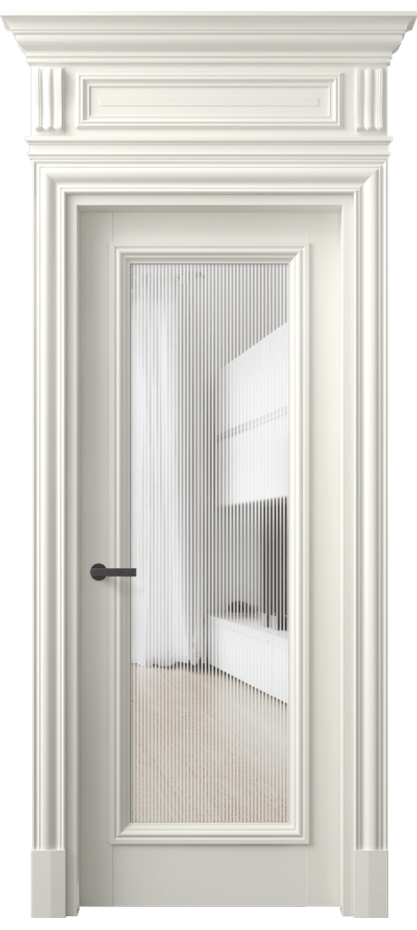 Межкомнатная дверь Антик 7300 Матовый жемчужный Рифлёное стекло "Дюна", триплекс Цена 185470 ₽ | Volhovec