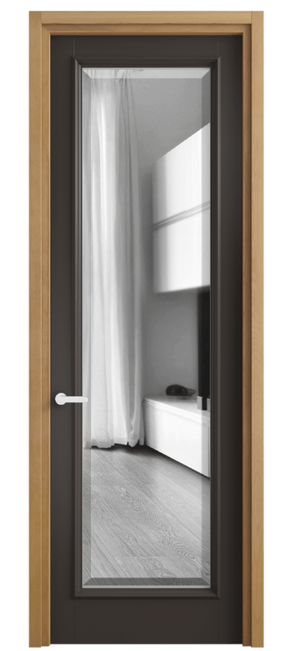 Межкомнатная дверь Шарм 6702 Матовый антрацит Двустороннее зеркало с фацетом, триплекс Цена 118140 ₽ | Volhovec