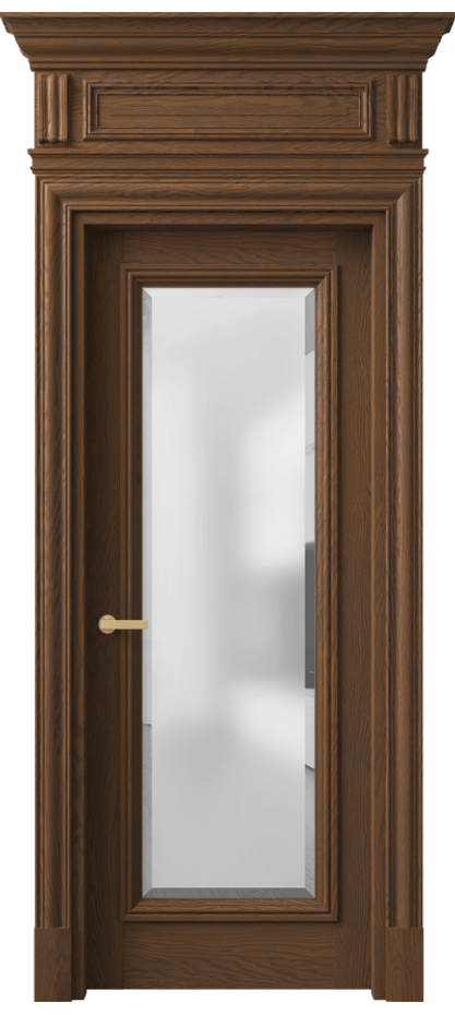 Межкомнатная дверь Антик 7300 Дуб каштановый матовый Сатинированное стекло с фацетом Цена 292980 ₽ | Volhovec