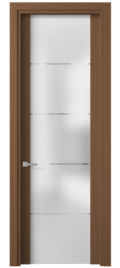 Межкомнатная дверь Планум 4114 Дуб шоколадный матовый Сатинированное стекло с гравировкой «КВАДРО», триплекс Цена 76530 ₽ | Volhovec