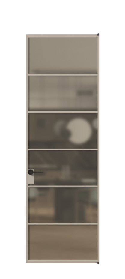 Алюминиевая дверь АЛПЛ040.04 Алюминий бисквитный Сатинированное бронзовое стекло, триплекс Цена 135620  | Volhovec