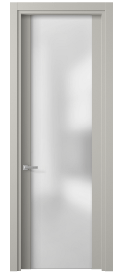 Межкомнатная дверь Планум 4114 Матовый тёплый серый Сатинированное стекло Цена 53290 ₽ | Volhovec