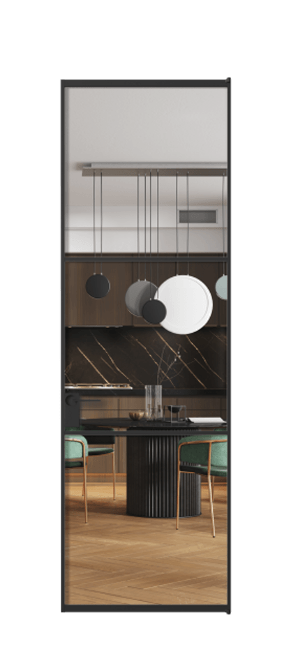 Алюминиевая дверь АЛПЛ040.03 Алюминий Черный Прозрачное стекло "Кристал Вижн", калёное Цена 161670  | Volhovec