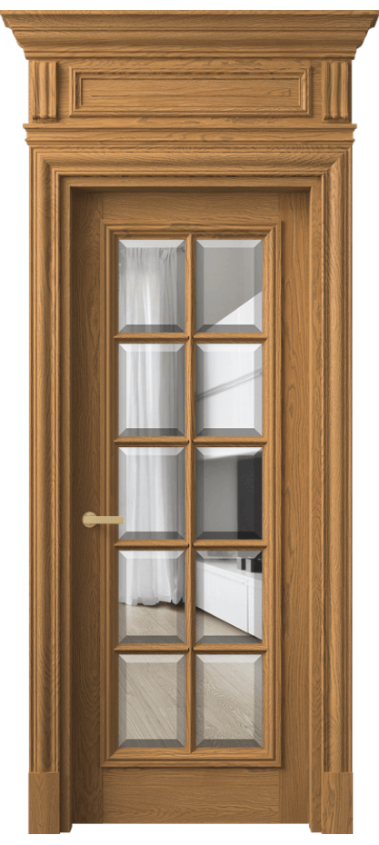 Межкомнатная дверь Антик 7310 Дуб солнечный матовый Прозрачное стекло с фацетом Цена 295549 ₽ | Volhovec