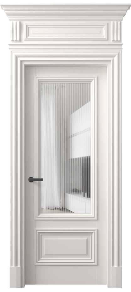 Межкомнатная дверь Антик 7306 Матовый пудровый белый Рифлёное стекло "Мору", триплекс Цена 186620 ₽ | Volhovec