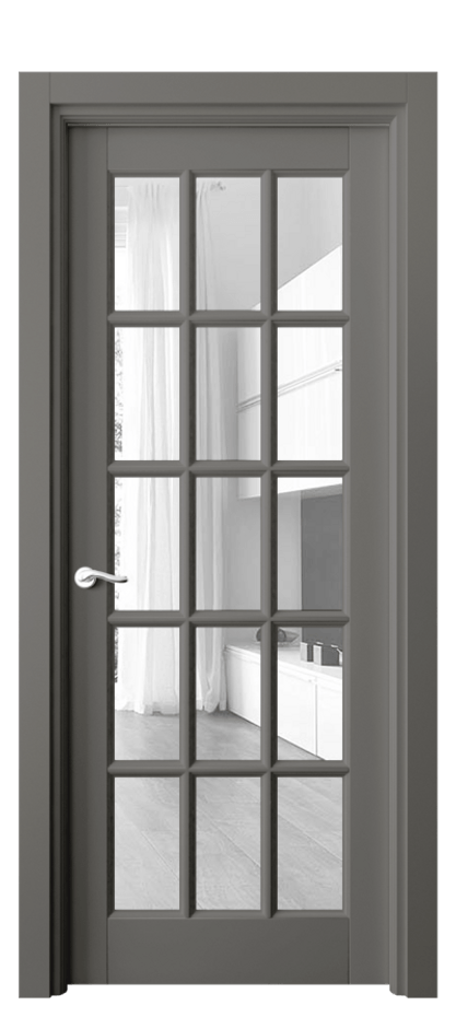 Межкомнатная дверь Лигнум 0708 Матовый классический серый Прозрачное стекло Цена 126830 ₽ | Volhovec