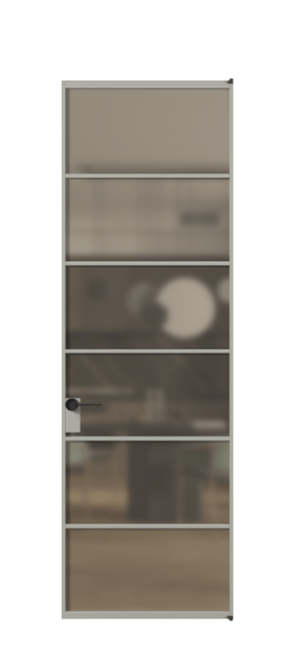 Алюминиевая дверь АЛПЛ040.04 Алюминий нейтральный серый Сатинированное бронзовое стекло, триплекс Цена 135620  | Volhovec