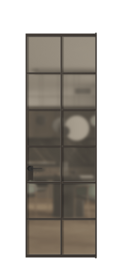 Алюминиевая дверь АЛПЛ040.05 Алюминий антрацит Сатинированное бронзовое стекло, триплекс Цена 135620  | Volhovec