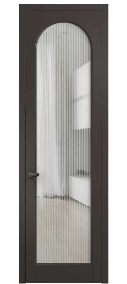 Межкомнатная дверь Палаццо 6804 Матовый антрацит Рифлёное стекло "Мору", триплекс Цена 115530 ₽ | Volhovec