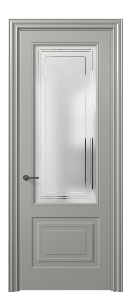 Межкомнатная дверь Mascot 8452 Матовый нейтральный серый Сатинированное стекло с гравировкой "Грани", триплекс, 7 мм Цена 85360 ₽ | Volhovec