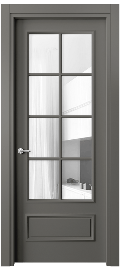 Межкомнатная дверь Париж 8112 Матовый классический серый Прозрачное стекло Цена 67900 ₽| Volhovec