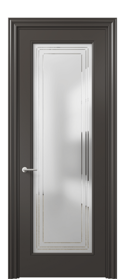 Межкомнатная дверь Mascot 8400 Матовый антрацит Сатинированное стекло с гравировкой "Грани", триплекс, 7 мм Цена 77599 ₽ | Volhovec