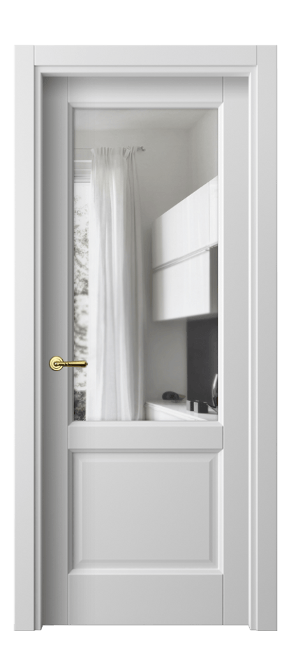 Межкомнатная дверь Галант 1422 Матовый белоснежный Прозрачное стекло Цена 47600 ₽ | Volhovec