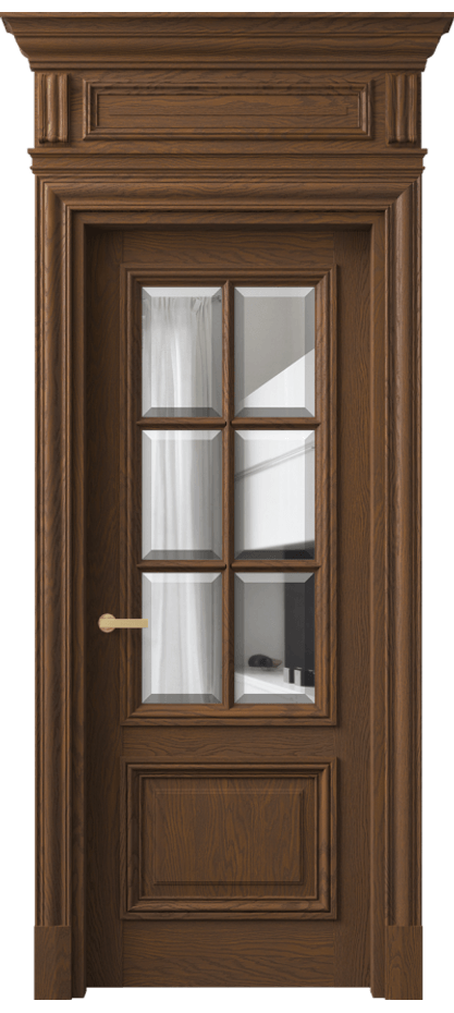 Межкомнатная дверь Антик 7312 Дуб каштановый матовый Прозрачное стекло с фацетом Цена 325100 ₽ | Volhovec