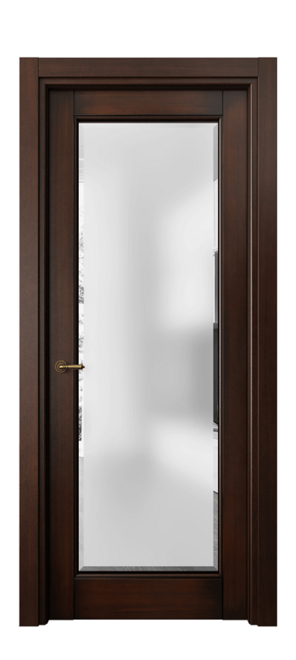 Межкомнатная дверь Toscana Rombo 6300 Бук тёмный с патиной Сатинированное стекло с фацетом, 6 мм Цена 116490 ₽ | Volhovec