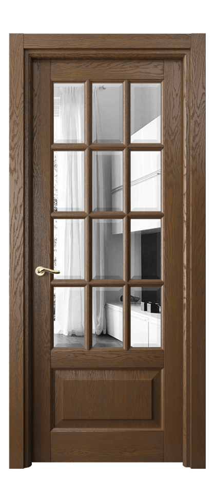 Межкомнатная дверь Лигнум 0728 Дуб королевский брашированный Двустороннее зеркало с фацетом, триплекс Цена 198110 ₽ | Volhovec