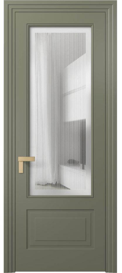 Межкомнатная дверь Rocca 8342 Матовый оливковый тёмный Сатинированное с гравировкой "Каннелюры", триплекс, 7 мм Цена 95590 ₽ | Volhovec
