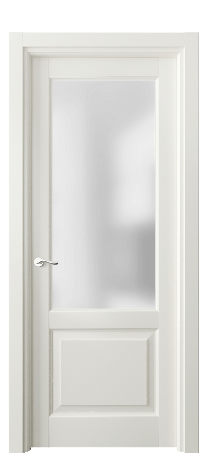 Межкомнатная дверь Лигнум 0740 Матовый жемчужный Сатинированное стекло Цена 105380 ₽ | Volhovec