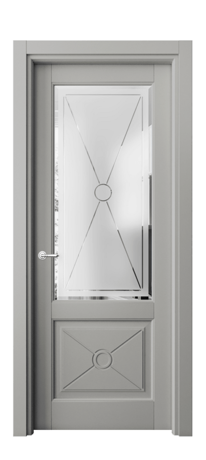 Межкомнатная дверь Тоскана Литера 6362 Матовый нейтральный серый Сатинированное стекло с гравировкой «LITERA» Цена 119350 ₽ | Volhovec