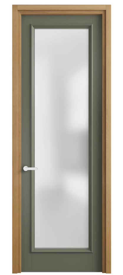 Межкомнатная дверь Шарм 6702 Матовый оливковый тёмный Сатинированное стекло Цена 110440 ₽ | Volhovec