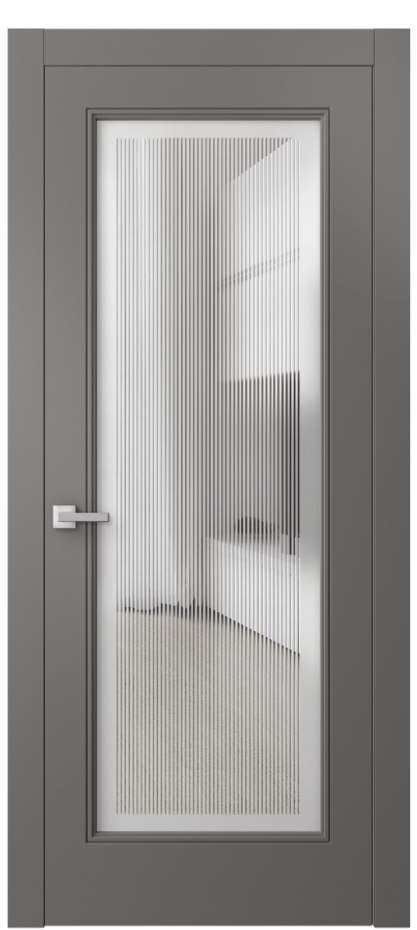 Межкомнатная дверь Линия 8300 Матовый классический серый Сатинированное с гравировкой "Каннелюры", триплекс Цена 73670 ₽ | Volhovec