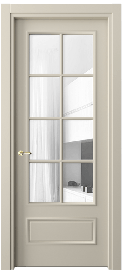 Межкомнатная дверь Париж 8112 Матовый бежево-серый Прозрачное стекло Цена 67900 ₽| Volhovec