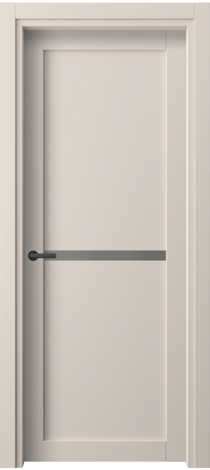 Межкомнатная дверь Нео 2112 ПЭТ пудровый бежевый Сатинированное серое стекло, триплекс Цена 34870 ₽ | Volhovec