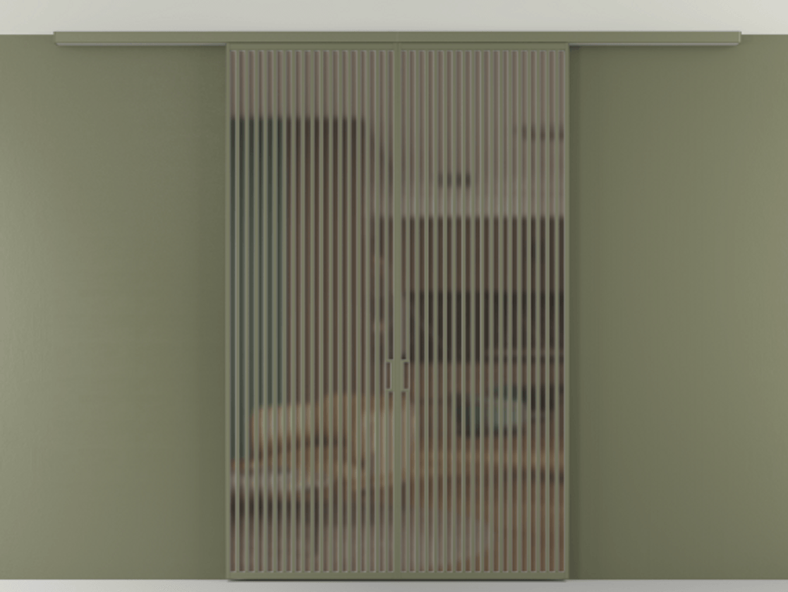 Перегородка Формато вдоль стены на потолок 2 створки АЛПР 040.06 Алюминий оливковый тёмный Сатинированное бронзовое стекло, триплекс Цена 487870 ₽ | Volhovec