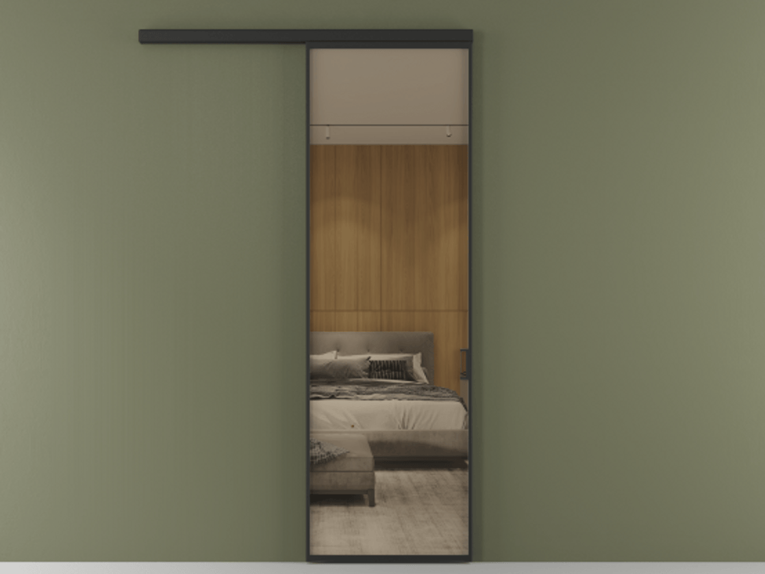 Перегородка Formato вдоль стены 1 створка АЛПР 040.01 Алюминий Черный Рефлективное бронзовое стекло "Стопсол", калёное Цена 130900 ₽  | Volhovec