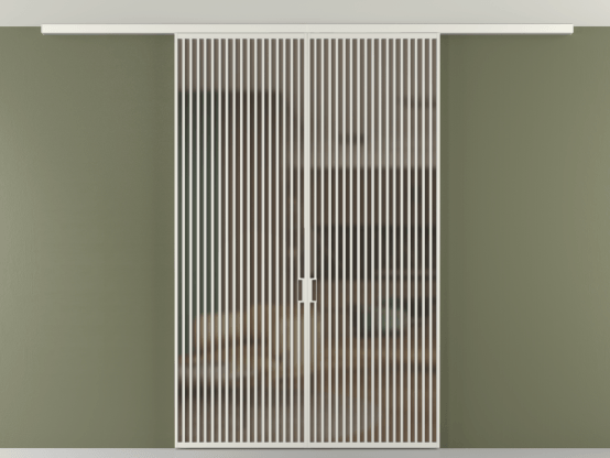 Алюминевая перегородка АЛПР 040.06_АСР_Бронза сатин триплекс_new. Цвет Алюминий серый. Материал Алюминий в эмали. Коллекция Перегородка Формато вдоль стены на потолок 2 створки. Картинка.